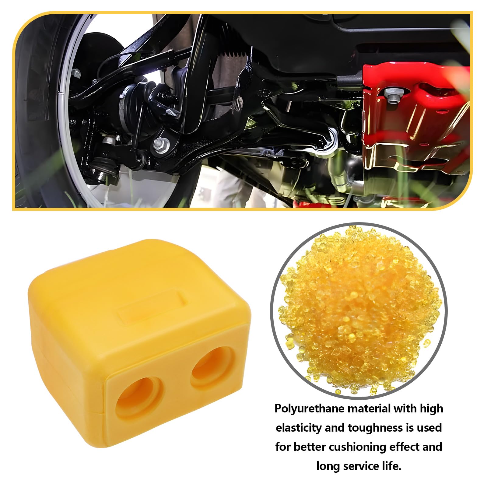 2 pezzi Anteriore Bump Stop Compatibile con Jeep Grand Cherokee WJ 2001 2002 2003 2004 82x72.2x49.8mm Poliuretano Braccio di Controllo Anteriore Bump Stops Giallo