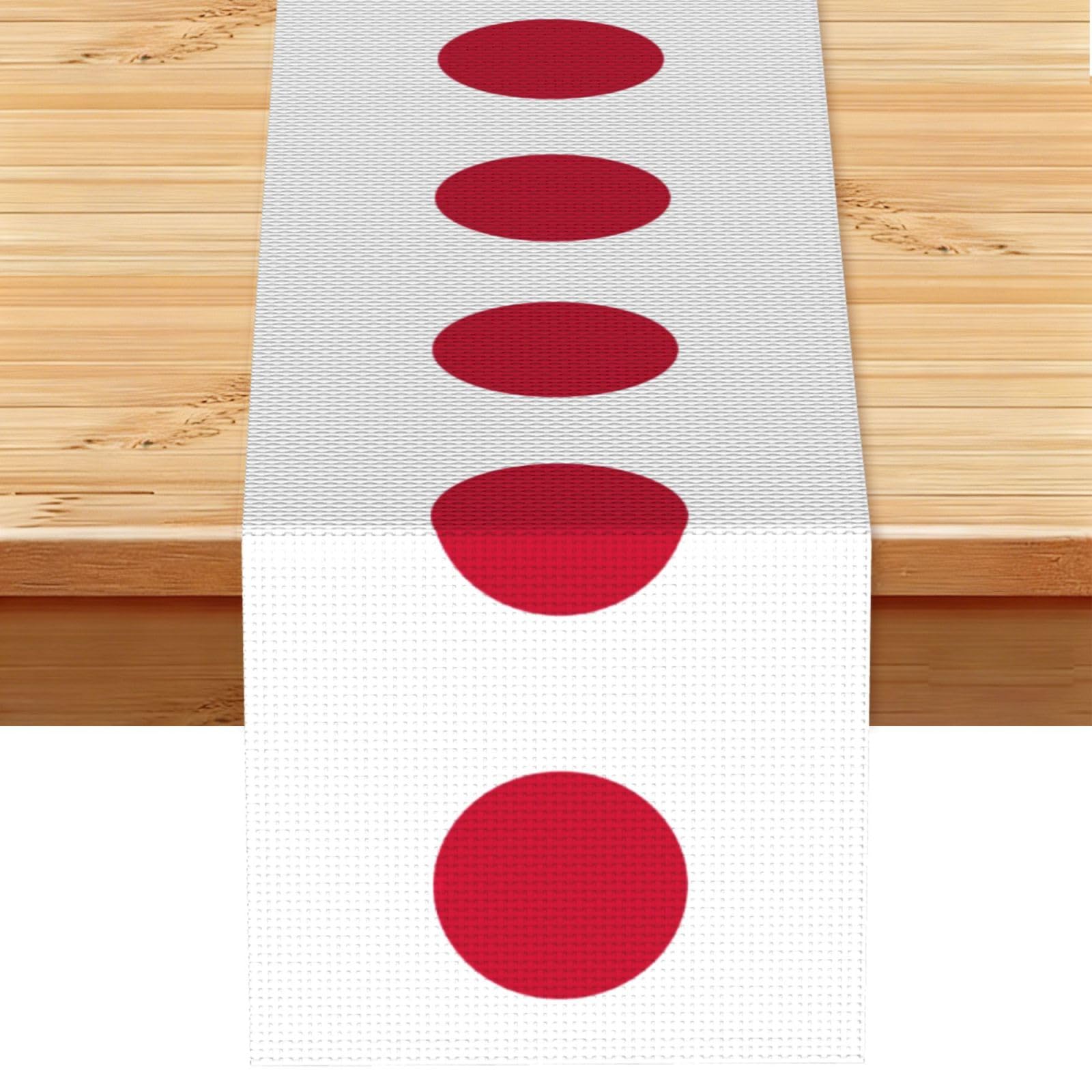 Japanese flag Vintage Style Table Runner 13x72in, Soft Printed Centerpieces for Tables, Kitchen, Countertops & Dining Area Home Decor