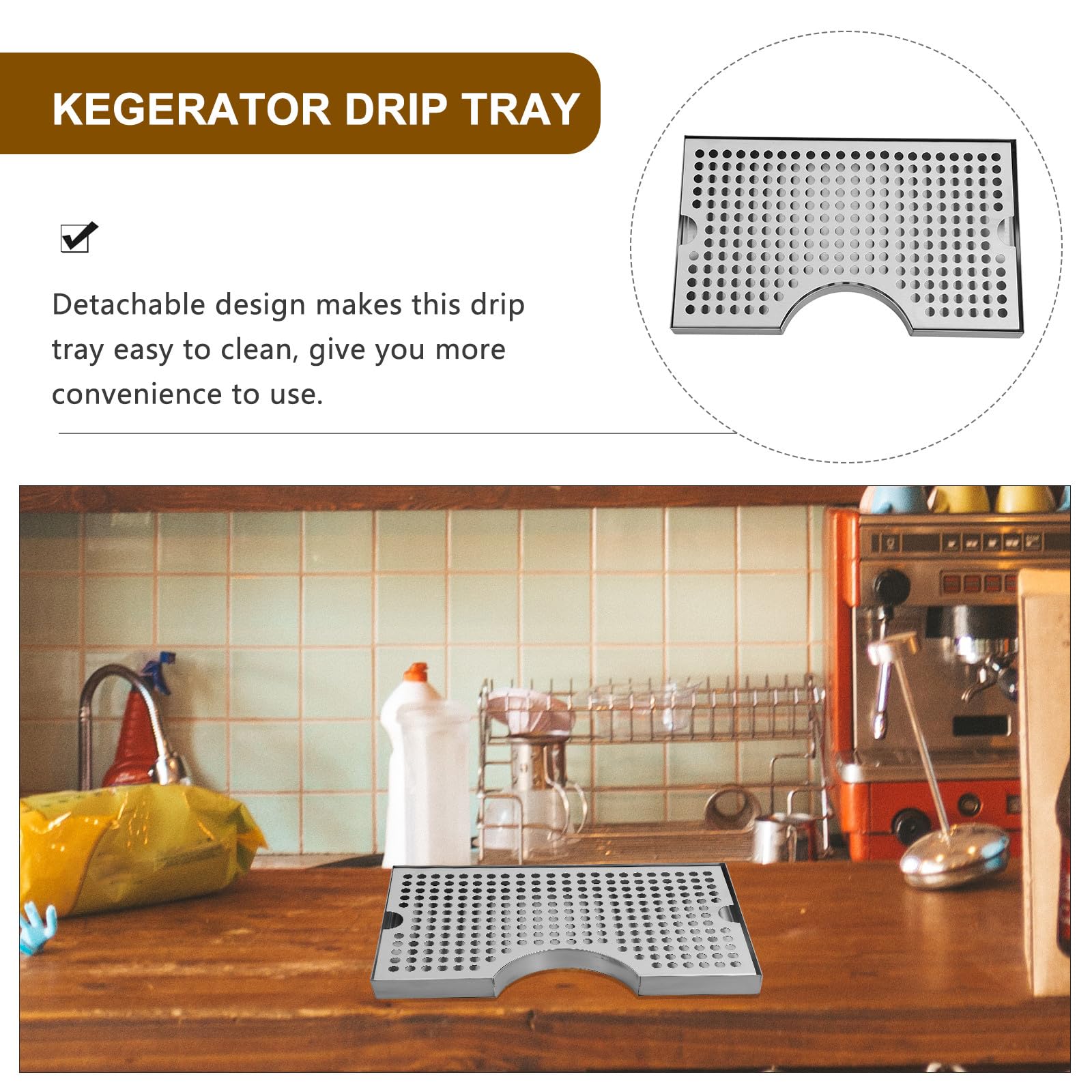TOYANDONA Bac Égouttoir pour Tireuse à Bière en Acier Inoxydable 304 Plateau Récupérateur D'eau et Gouttes, Protection de Table Polyvalente et Solide