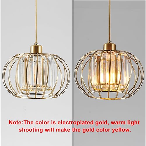 Miniatura 2 de Lámpara colgante dorada, moderna lámpara colgante de cristal para isla de cocina, mini lámpara de granja de 1 luz, lámpara colgante de latón