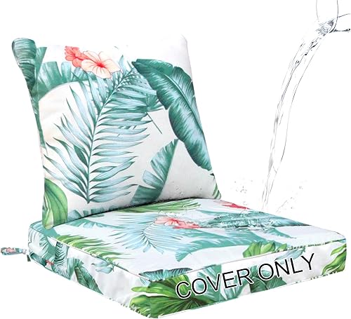 Funda de cojín para exteriores, funda de cojín impermeable para muebles de jardín, cojín de asiento profundo y respaldo para silla, sofá y sofá (24