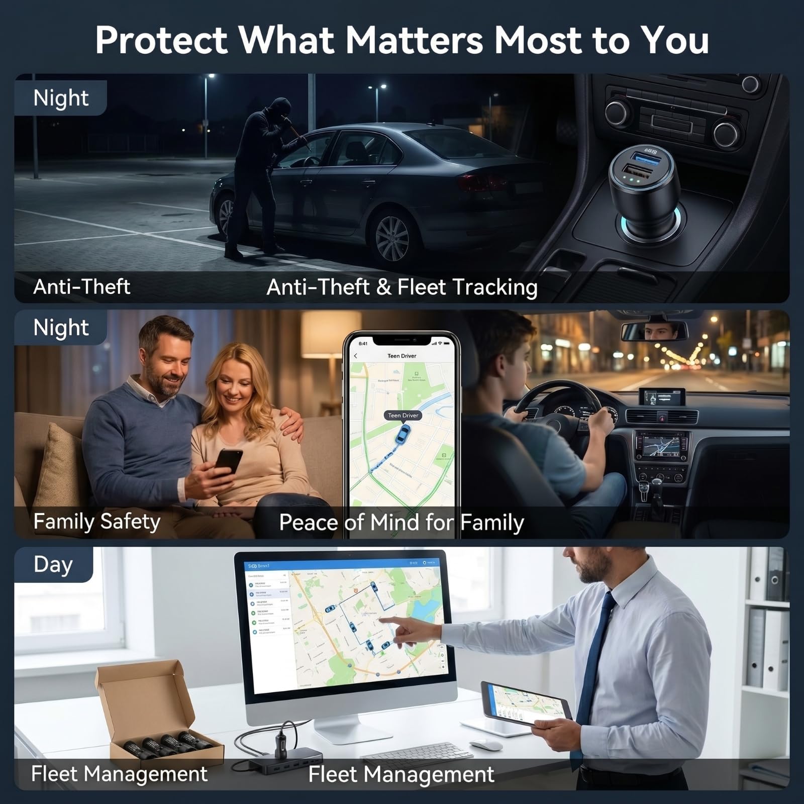 Localizzatore GPS 2 in 1 per veicoli e caricabatterie da auto, localizzatore per accendisigari con doppia porta USB-A e USB-C di ricarica rapida, funziona con Apple Find My, dispositivo di