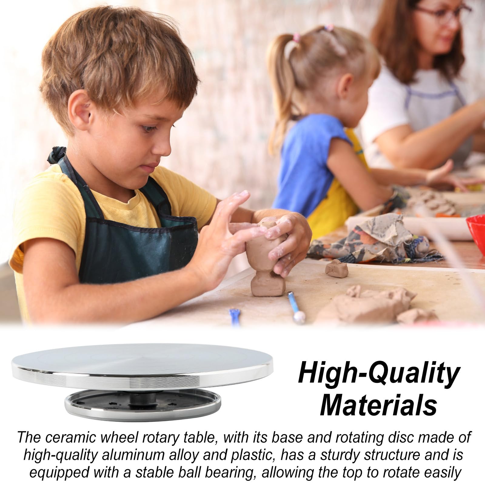Torno de Alfarero, Plato Giratorio de Aluminio de 25 cm para Alfarería Y Modelado En Arcilla, Plato Giratorio Cerámico de Doble Cara, Giratorio 360°, para Cerámica Y Figuras de Arcilla