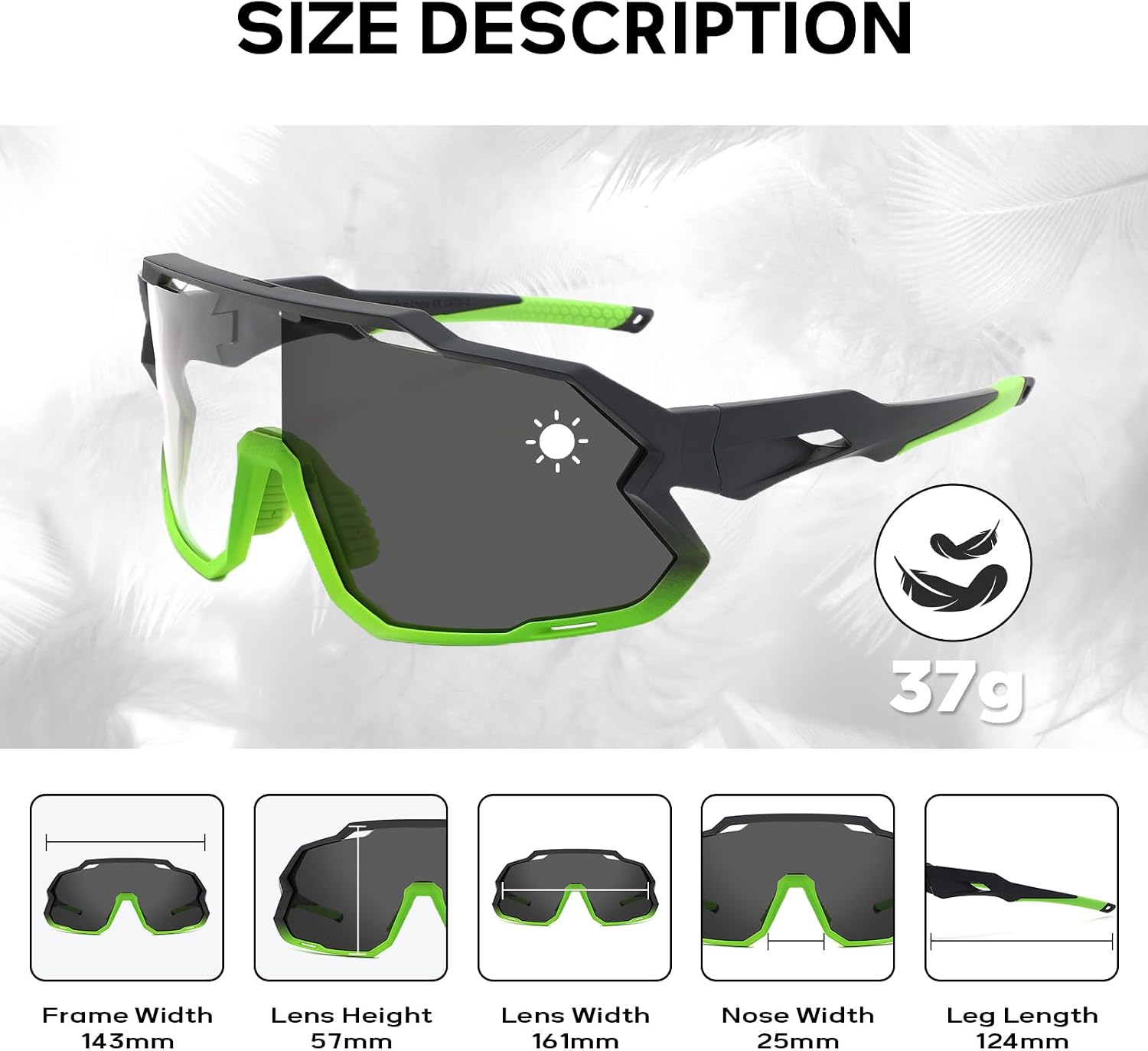 Cycling Sports Sunglasses Men Women - TR90 Anti-Fog Wind Tunnel Frame, UV400 PC Lenses for MTB Baseball