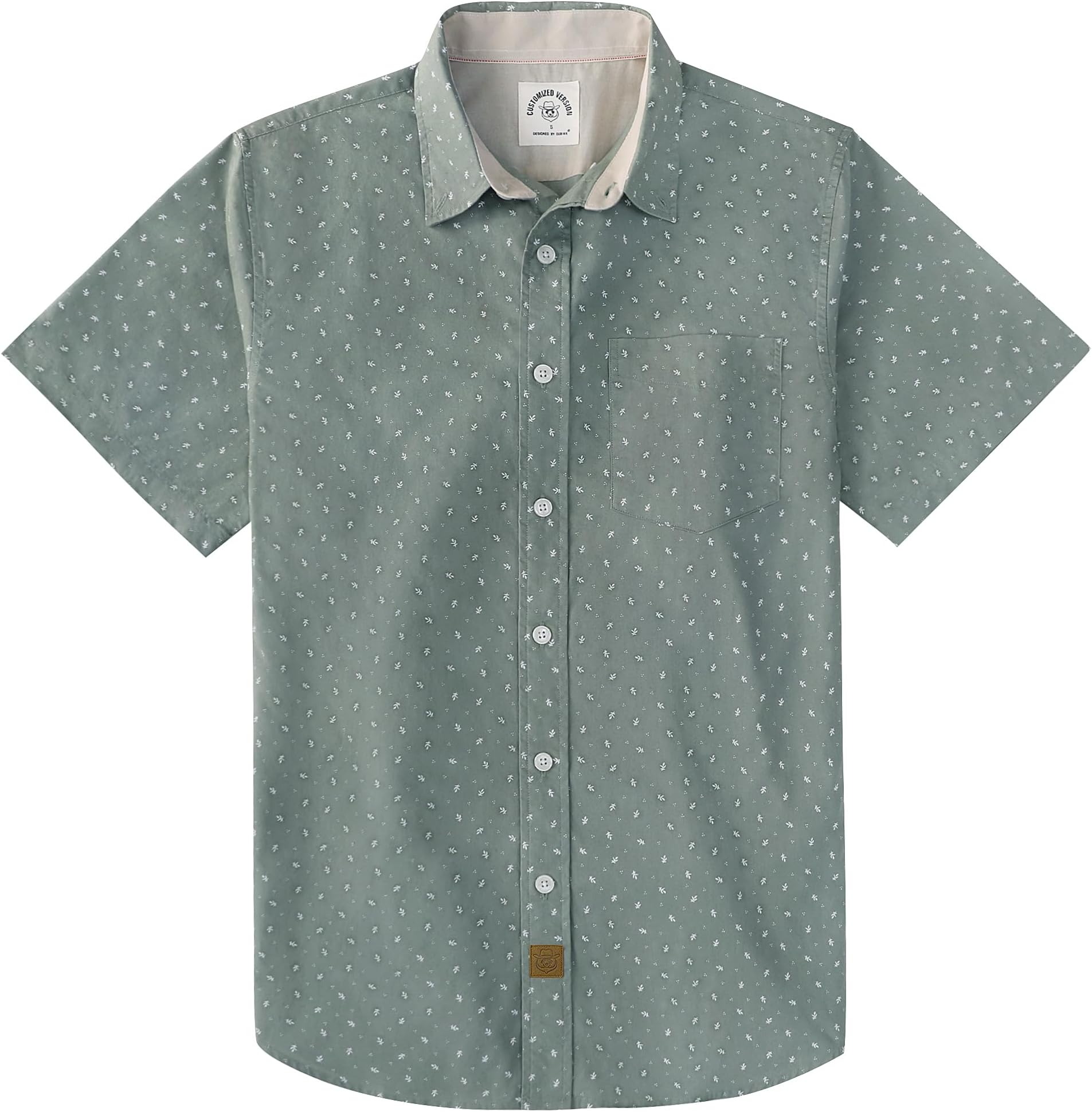 Mens Short Sleeve Button Down Shirts 100% Cotton Plaid Men's Casual Button-Down Shirts with Pocket