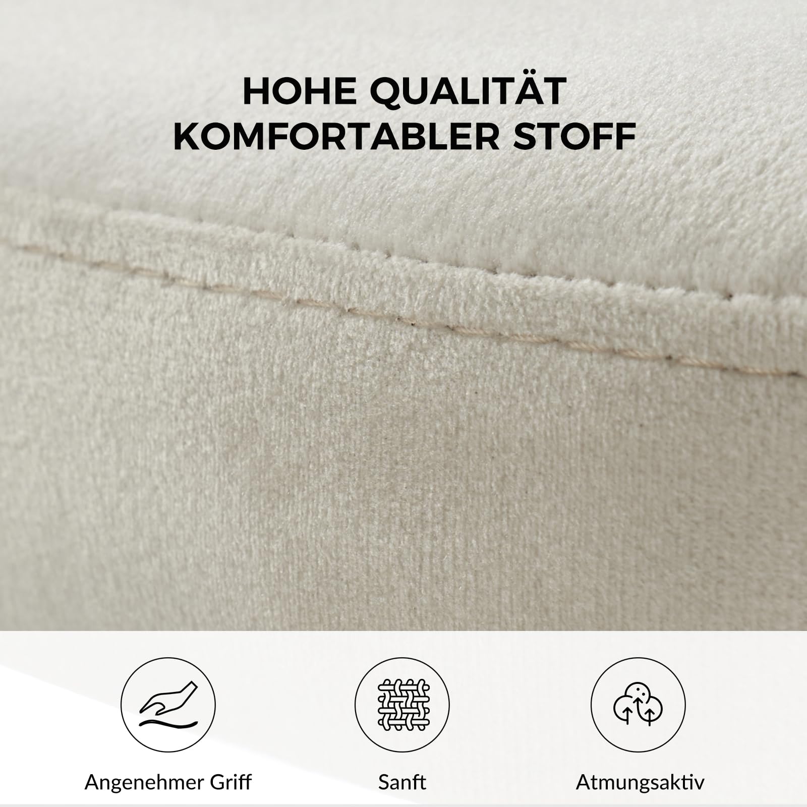 HULALA HOME 2er Set Esszimmerstühle, Schminktischstuhl, bequemer Küchenstuhl mit Holzbeinen für Wohnzimmer, Schlafzimmer und Esszimmer, Weiß