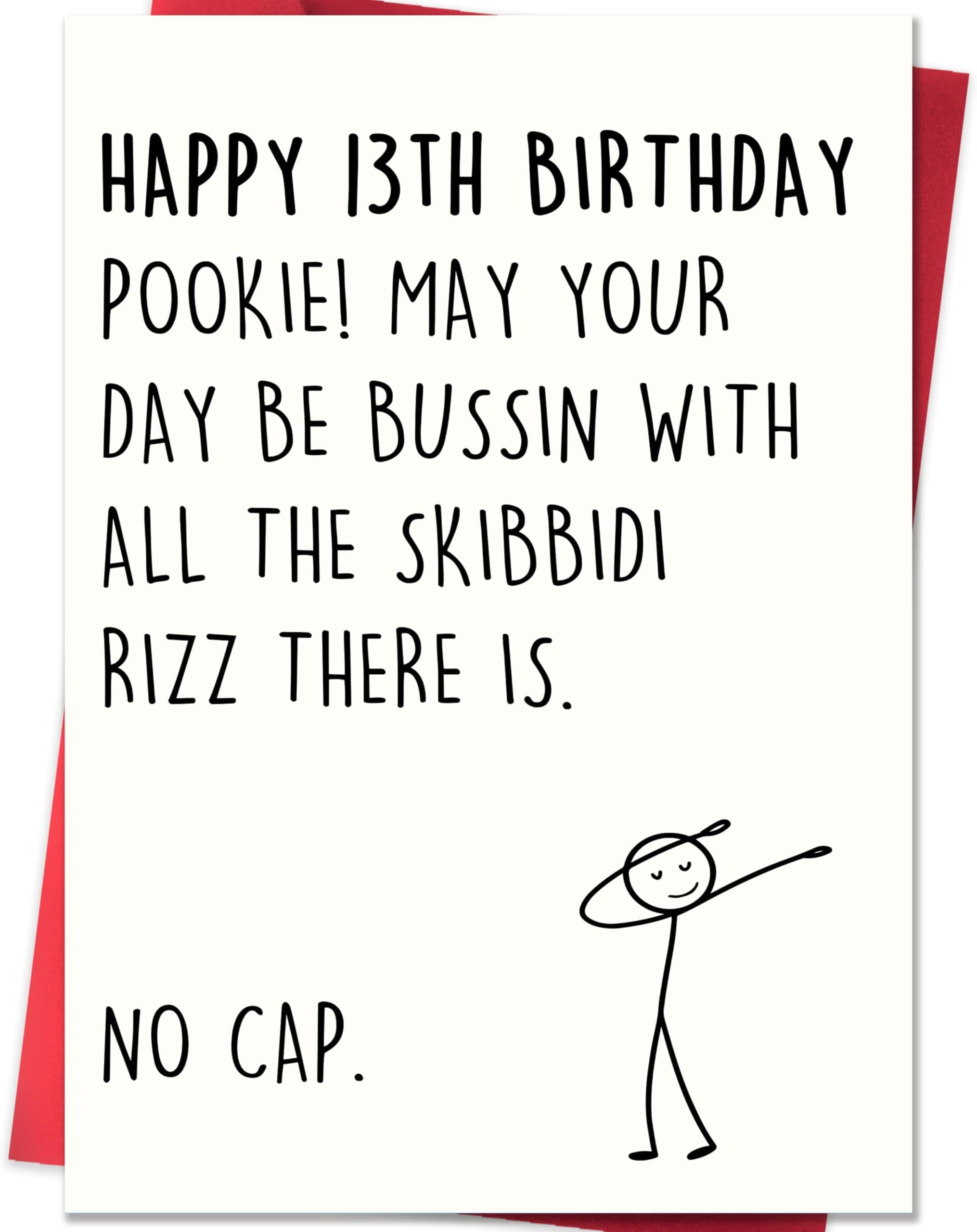 Funny 13th Birthday Card for Boys Girls,13 Year Old Birthday Gifts & Decorations for Son Daughter Nephew Niece,Hilarious 13th Birthday Card for Teenagers with Gen Z Slang Meme-Inspired Design