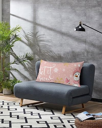 Miniatura 10 de Funda de almohada corporal de muñeco de nieve, fundas de almohada suaves y decorativas de lujo para sofá largo lumbar con cierre de sobre, Feliz