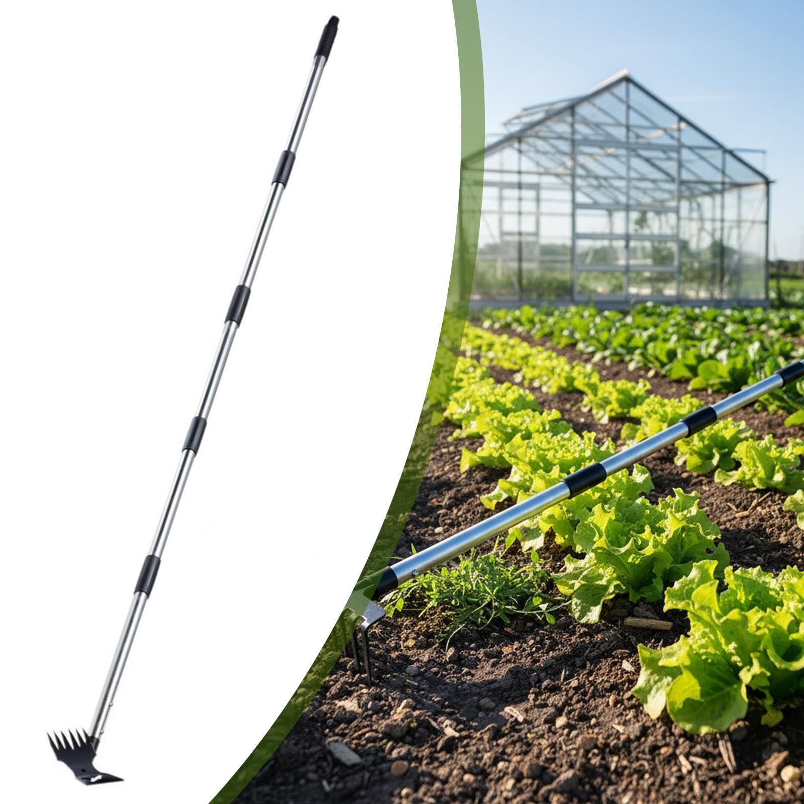 Rastrillo Manual Resistente para Desherbar con Cabezal de Doble Punta, Herramienta de Mantenimiento de Jardín, de Acero Al Carbono, Desherbador, 5 Secciones