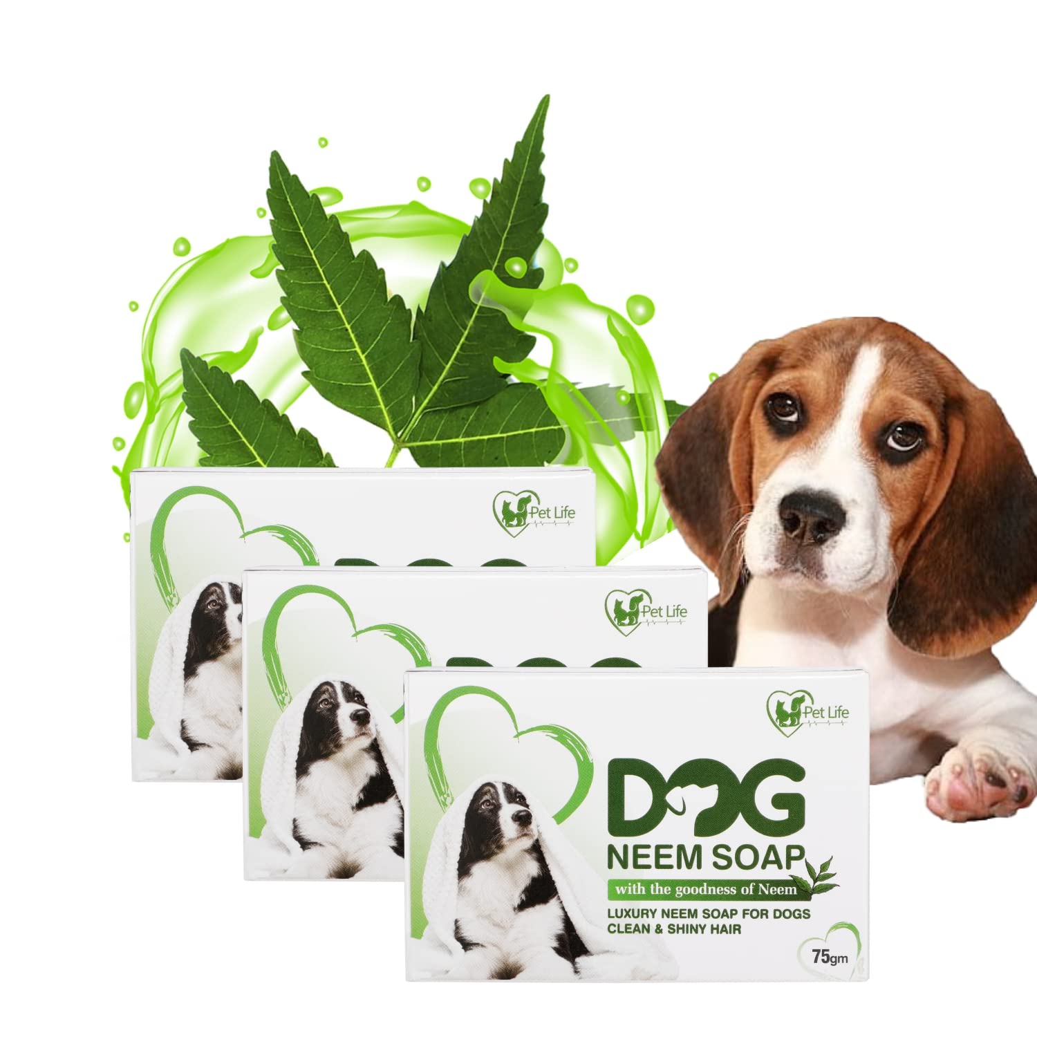 Pet Life Luxury Neem Soap for Dogs Clean & Shiny Hair for Beagle Dog & Puppy | Made with Natural Ingredients | Organic Dog Soap Skin & Coat Care for All Dog Breed - 75 Gm (Pack of 3) (B0B1LS8M7V) Amazon Price History, Amazon Price Tracker
