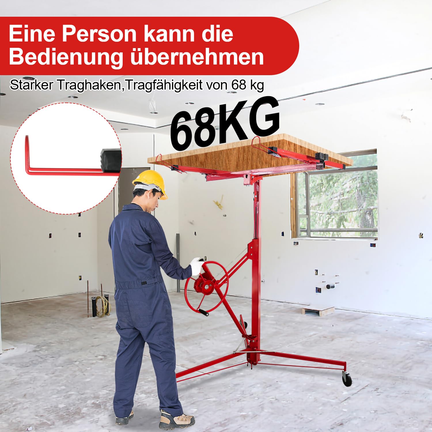 Sonnewelt Plattenheber 68 kg Traglast,klappbar，höhenverstellbar XXL 140 cm -350 cm Arbeitshöhe, max. 290 cm Lastarmbreite