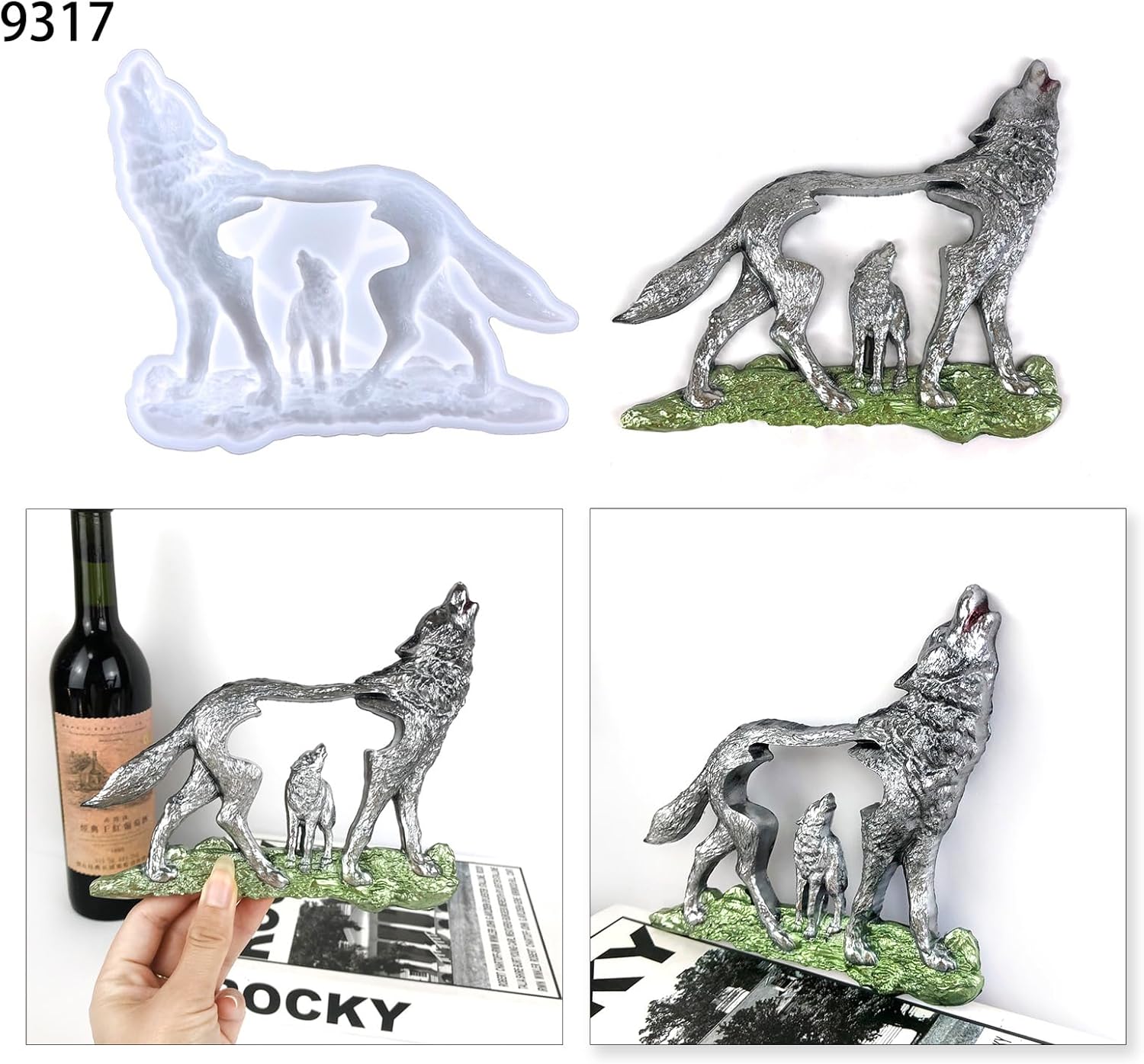 3D Horse and Wolf Silicone Resin Mold, Wall Art Decoration Casting Mold, Tabletop Ornament DIY Craft