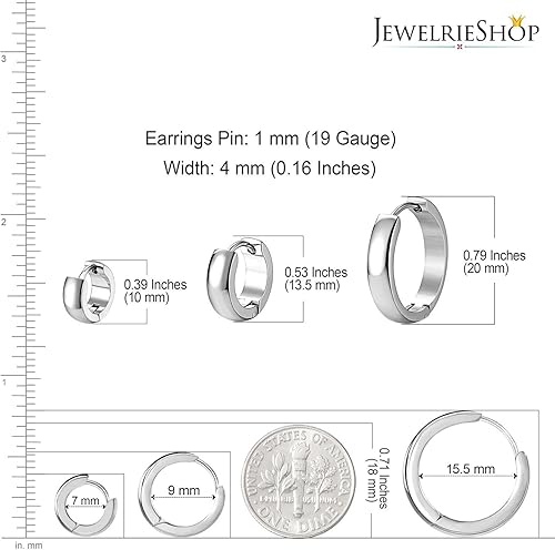 Miniatura 3 de JewelrieShop Hoop Earrings Set Gold Surgical huggie Earrings, Hypoallergenic Huggie Ear Piercings Endless Huggie Hoop Earrings for Men Earrings