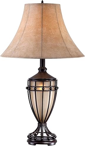 Miniatura 2 de Franklin Iron Works Cardiff - Lámpara de mesa rústica de granja con regulador de intensidad de mesa, luz nocturna de 33 pulgadas de alto, hierro