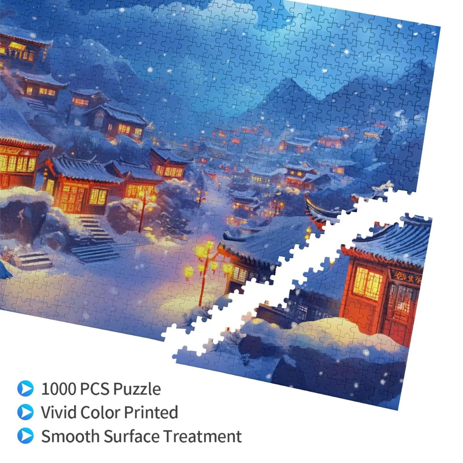 Puzzle zimowe 3000 elementów, domek śnieżny, puzzle dla dorosłych, z pudełkiem na prezent, "zrób to sam", duże drewniane puzzle dla dorosłych, gra zręcznościowa dla całej rodziny, prezenty dla kobiet