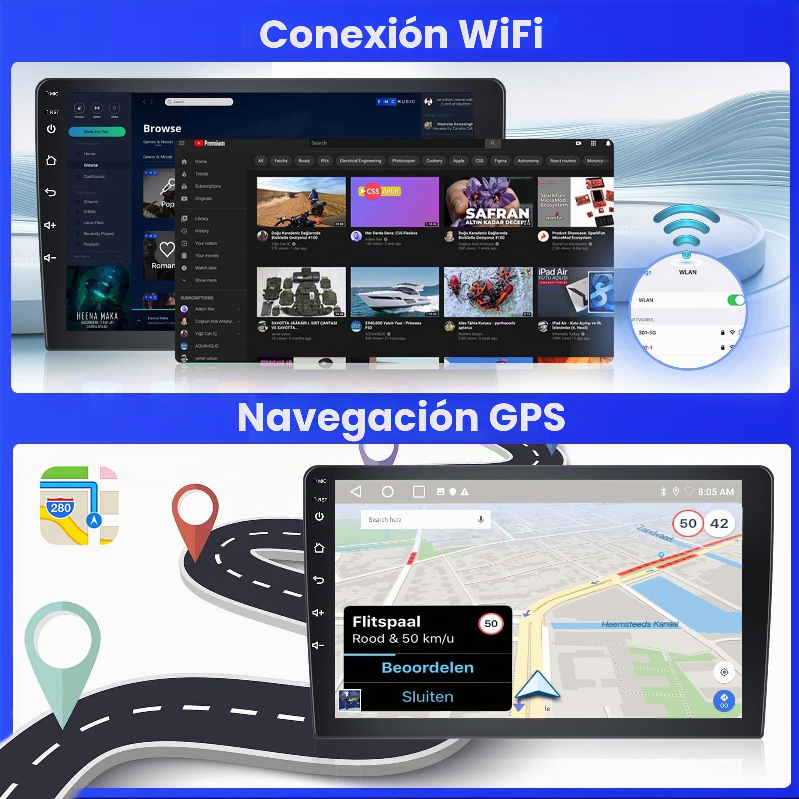 Inefala 2+64G Android 15 Radio para Hyundai i20 2015-2018 con Wireless Carplay y Android Auto, 9'' Radio Pantalla Táctil Estéreo con Bluetooth 26UI EQ GPS FM/RDS SWC AHD Cámara Inversa