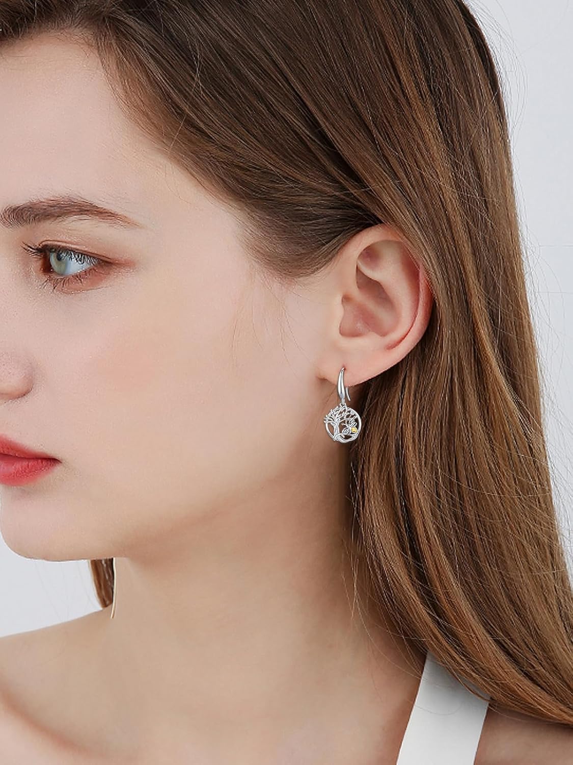 CHENGHONG Tree of Life Earrings for Women 925 Sterling Silver Blue Crystal Butterfly/Dragonfly/Cat/Bee Dangle Earrings for Women Jewelry Gifts - Image 6