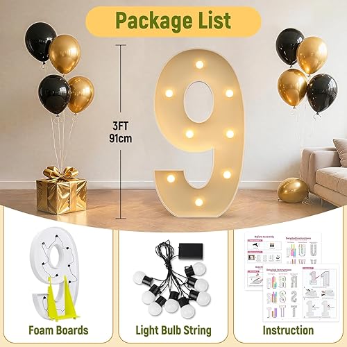 Miniatura 66 de Mixifox Letras V de marquesina de 3 pies, letras grandes iluminadas de 3 pies de alto con luces, letra de bebé grande para baby shower, boda