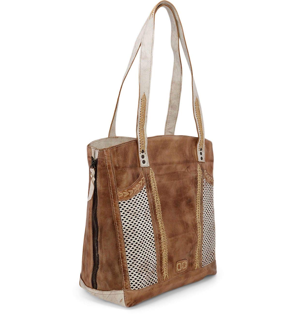 BedStu Amelie Tote Bag Light TanWhiteDistressed