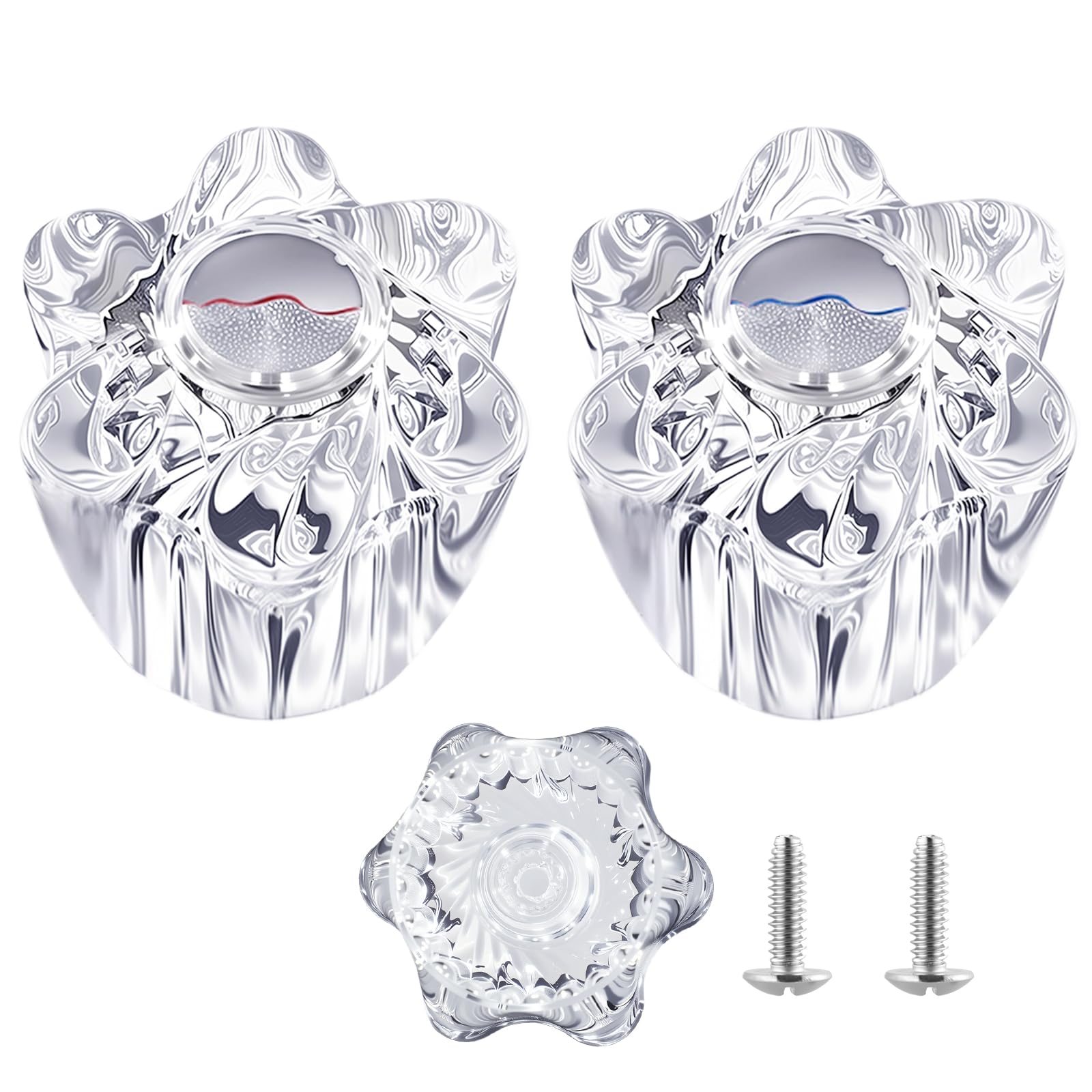 Clear Acrylic Shower Knob Replacement, Compatible with Pfister Contessa and Windsor Bathtub and Shower Faucets, Hot, Cold Faucet Handle Replacement(2 Pieces)