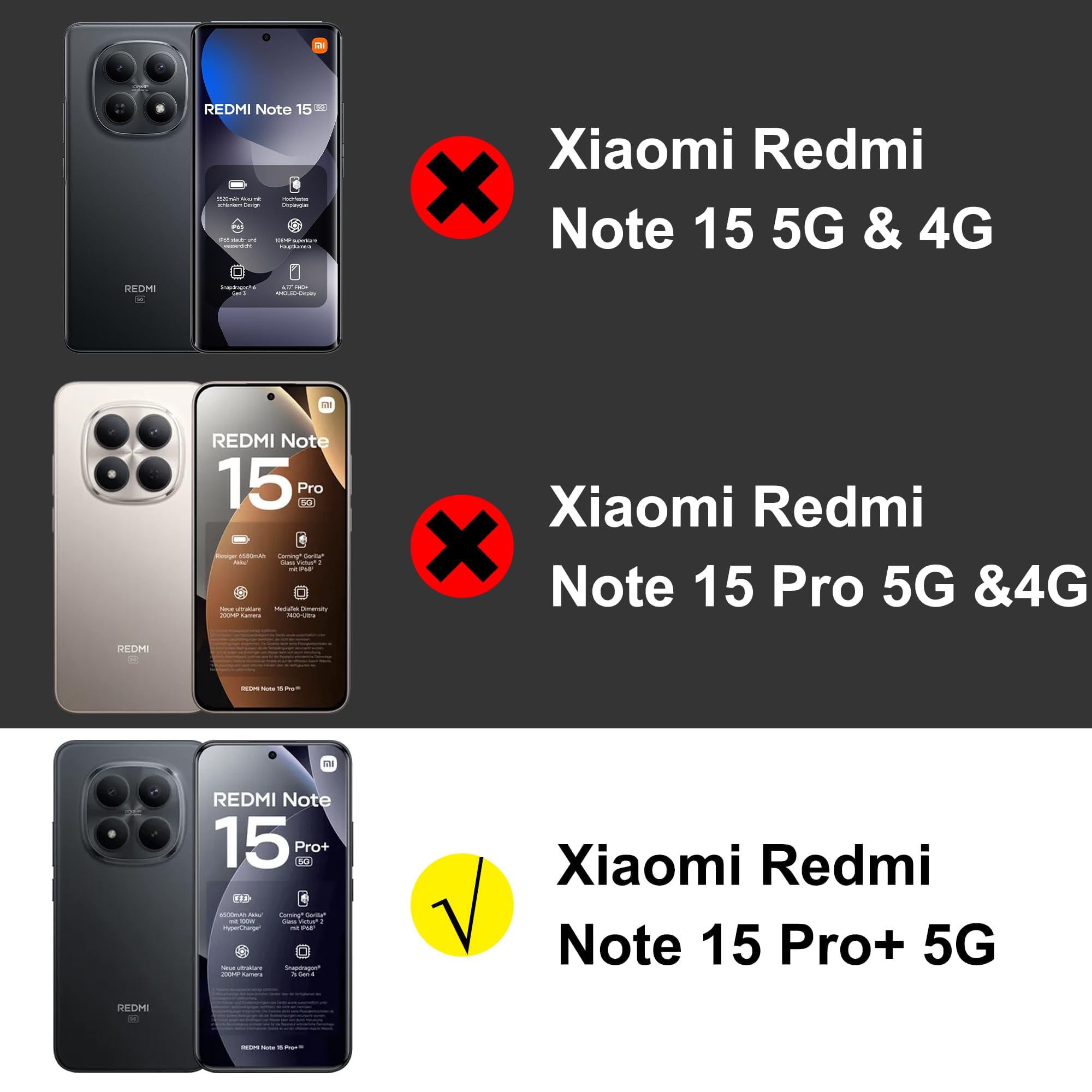 Dl3 Mobilak Case For Xiaomi Redmi Note 15 Pro+ Plus 5G, Crystal Clear Case [Not Yellowing] [Military Grade Drop Protection] Shockproof Protective Transparent Protective Slim Cover - Black