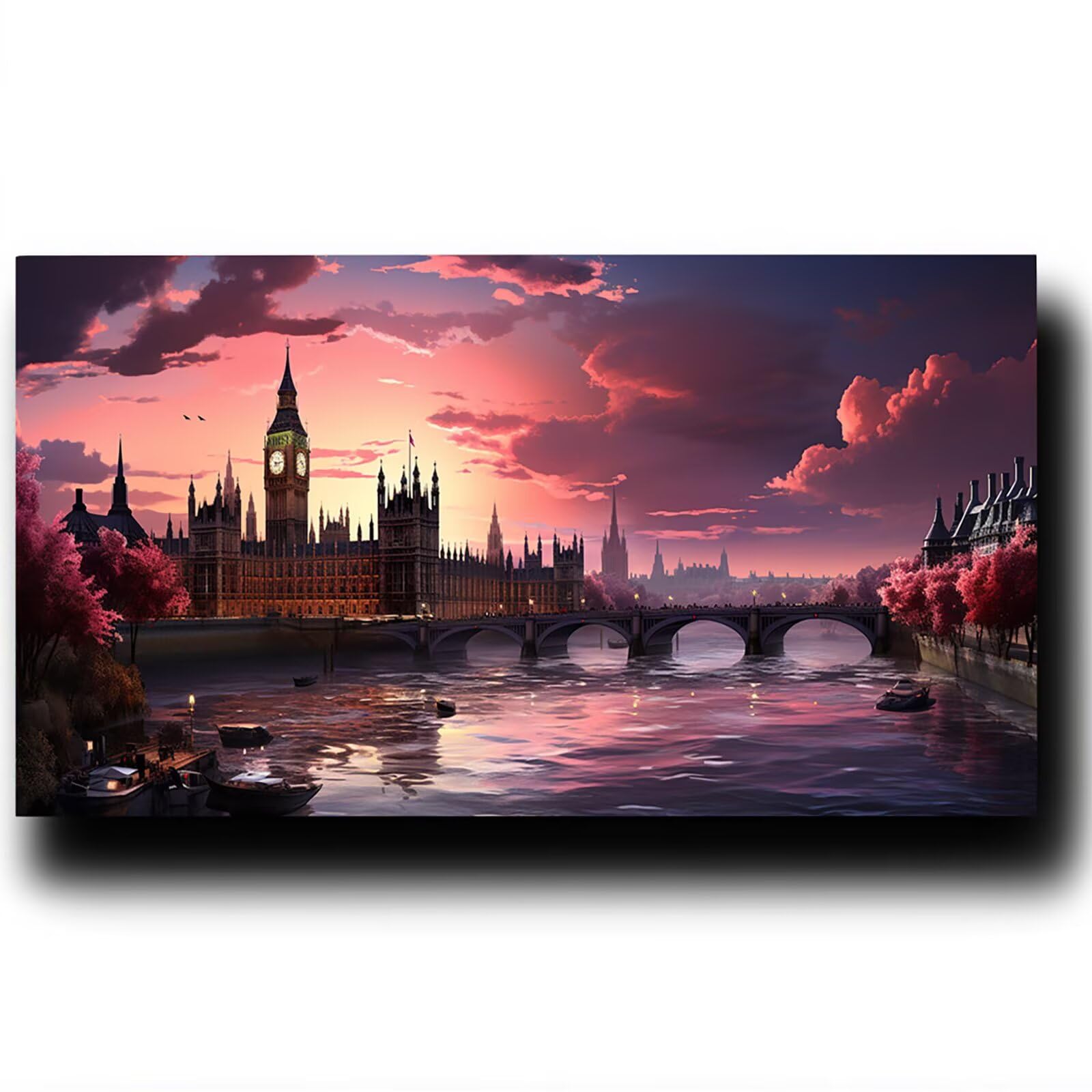 DIY Malen nach Zahlen Erwachsene London Malen nach Zahlen ab 7 jahre Mädchen Baum Kreativ set für Erwachsene mit Leinwand Acrylfarben set und Pinsel, Bastelset zum Bemalen für Wanddeko 100X200cm 9-D-0