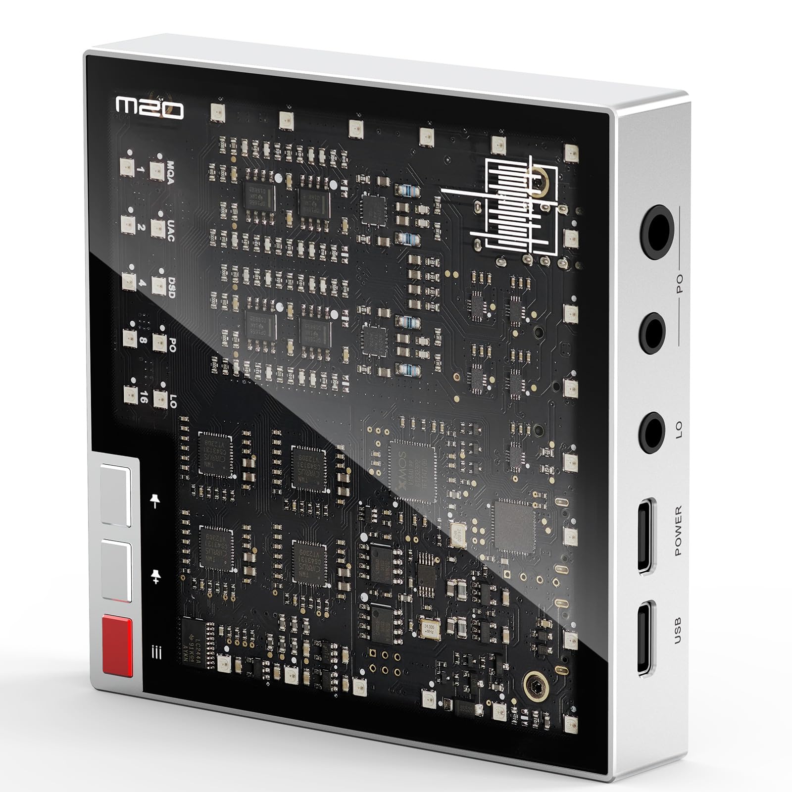 SMSL M20 MQA MQA-CD DAC & Amplificatore per cuffie USB2.1 USB2.2 XU316 768kHz/32Bit DSD256 Gaming DAC PCM Filtro USB DAC 3,5 mm e 4,4 mm Jack per cuffie Mini decoder audio argento