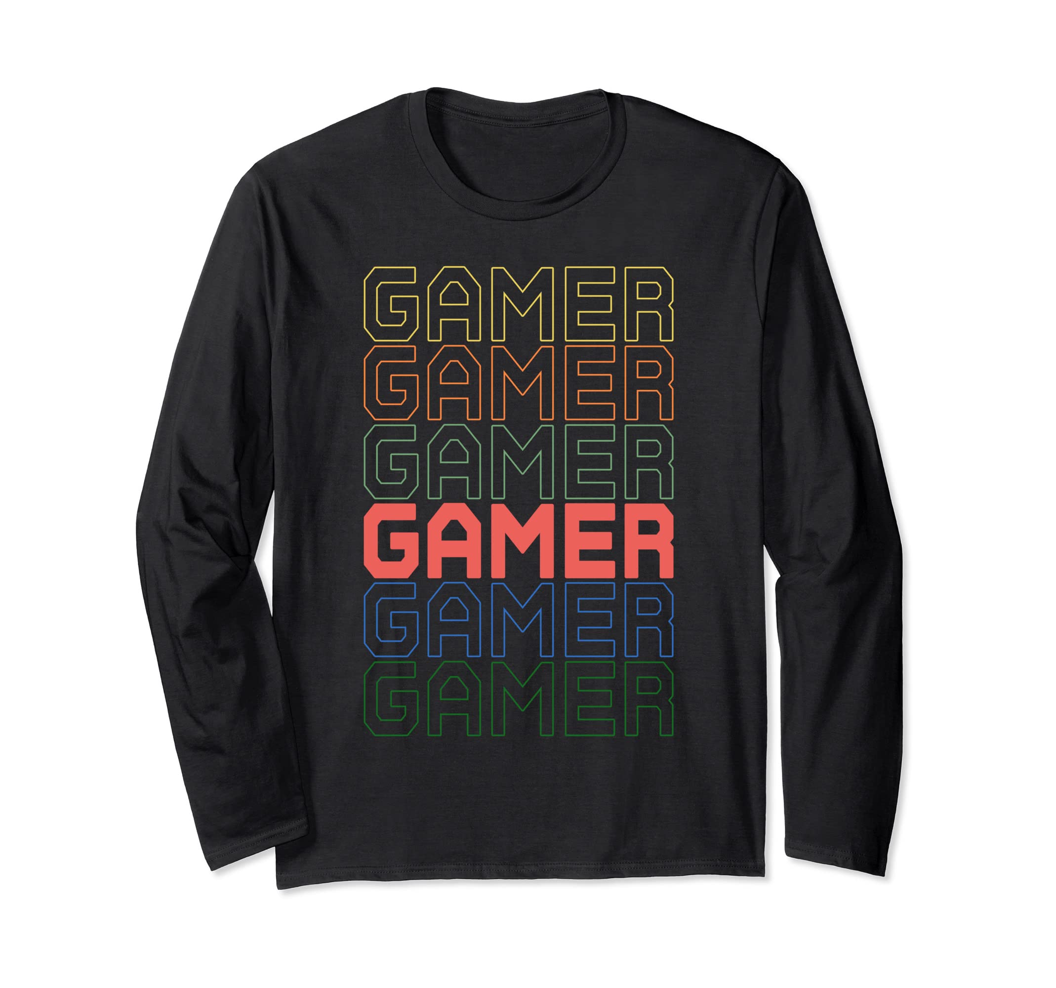 Gamer Vintage Retro Video Game Player Long Sleeve T-Shirt, Black
