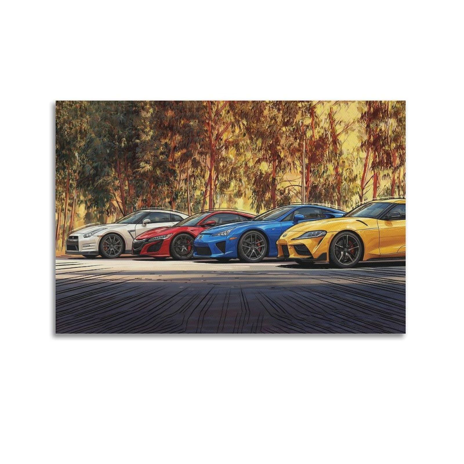 XKUGA Supercar Poster R35 NSX NC1 RC F GR Supra A90 Modern Decorative Canvas Prints - Ideal Wall Art for Family, Man Cave, Game Room, Boys & Girls Bedroom 12x18inch(30x45cm)