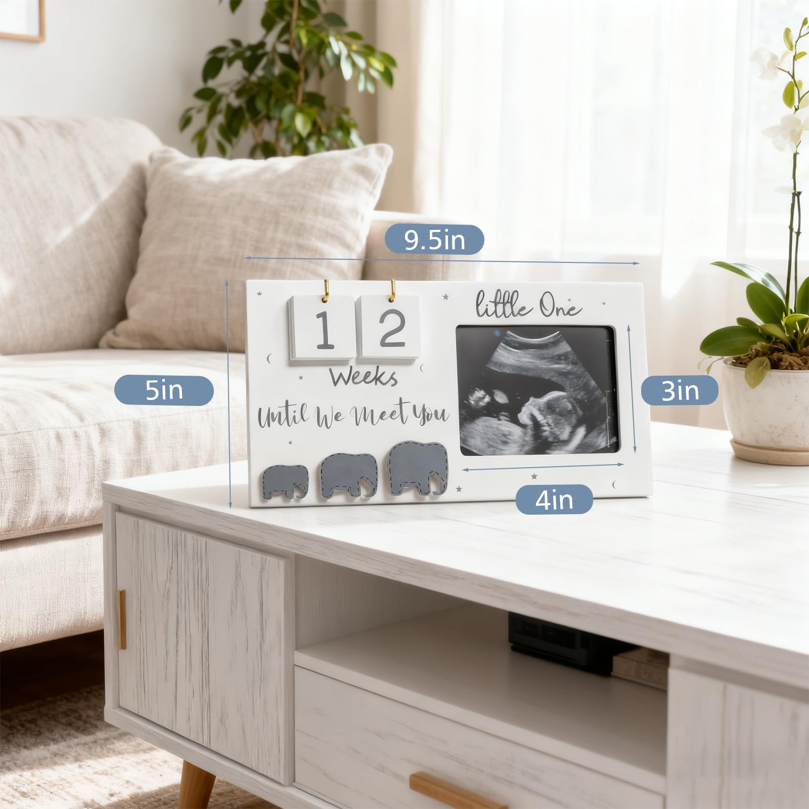 Wooden Baby First Scan Photo Frame Pregnancy Announcement Gift for Mom to Be Sonogram/Ultrasound Picture Holder with Weeks Countdown - Image 2