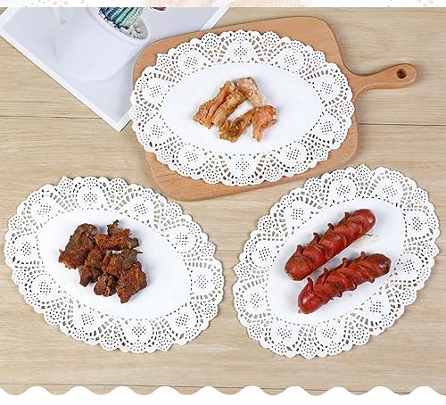 Miniatura 5 de Tim&Lin Tapetes de papel de encaje blanco - 17.78 cm x 25.4 cm Doilies de papel ovalados redondos - manteles individuales de papel desechables -
