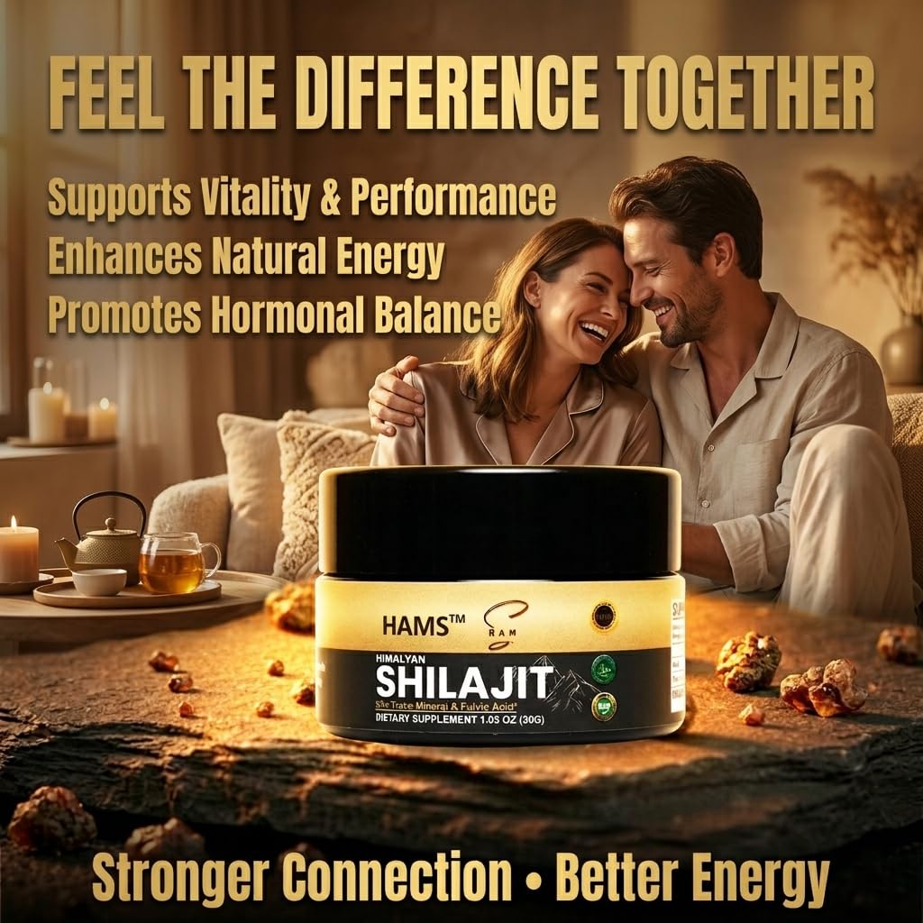 HAMS Resina Pura de Shilajit del Himalaya, Auténtico Mumijo con Más de 84 Minerales Traza, Alta Potencia con Oro Elemental y Ácido Fúlvico, Probado en Laboratorio, Vegano, 30g