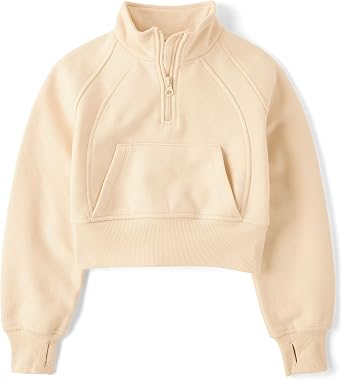 The Children's Place Girls' Long Sleeve Fleece Quarter Zip Pullover