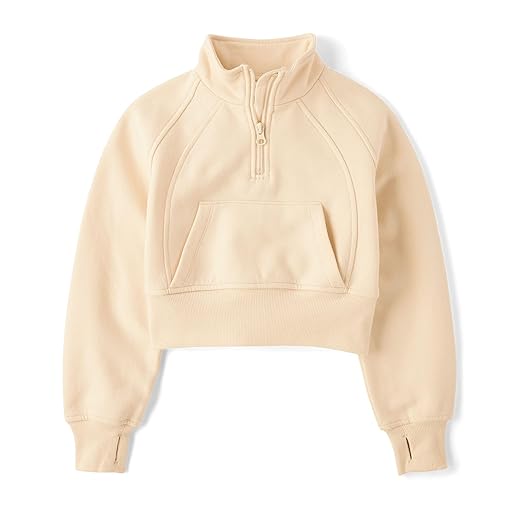The Children's Place girls Long Sleeve Fleece Quarter Zip Pullover
