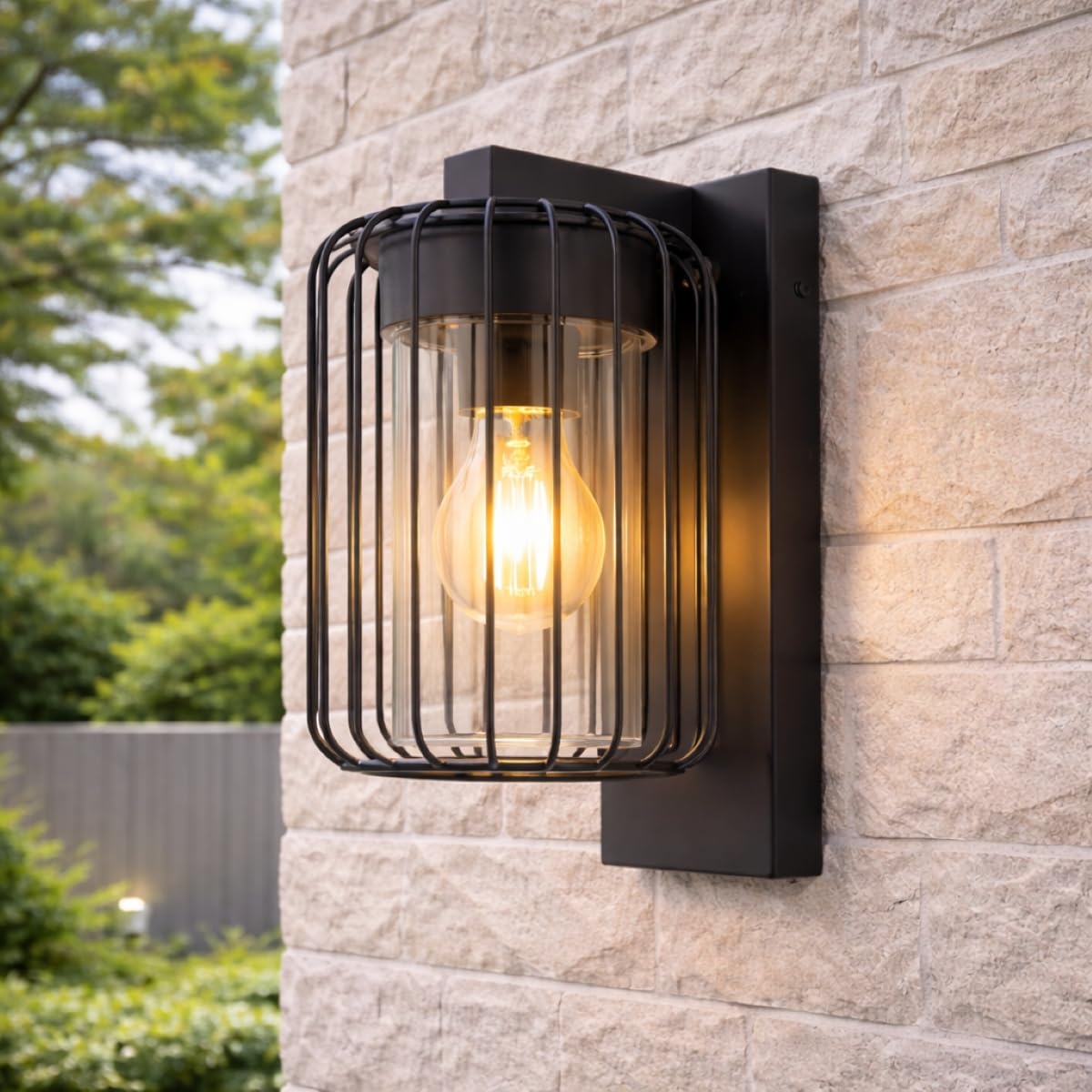 CGC Lighting Cgc Alvin Black Outdoor Cage Wall Lantern Light With Clear Diffuser Ip54 from B&Q