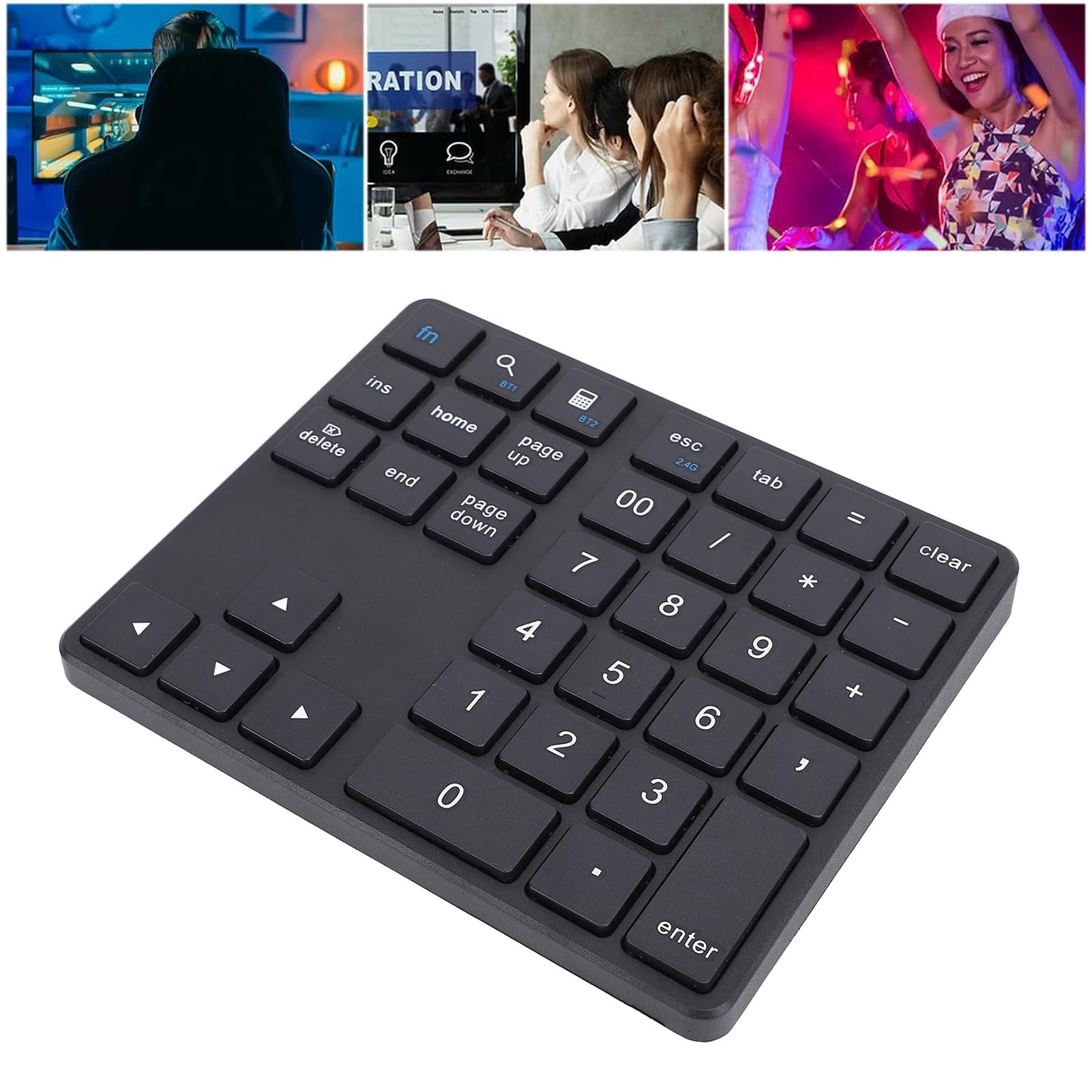 Garsent Tastierino Numerico Bluetooth per Laptop, Tastierino Numerico Cordless, Tastierino Numerico Ricaricabile USB a 35 Tasti, Tastierino Numerico Esterno per Laptop PC Notebook (BLACK)