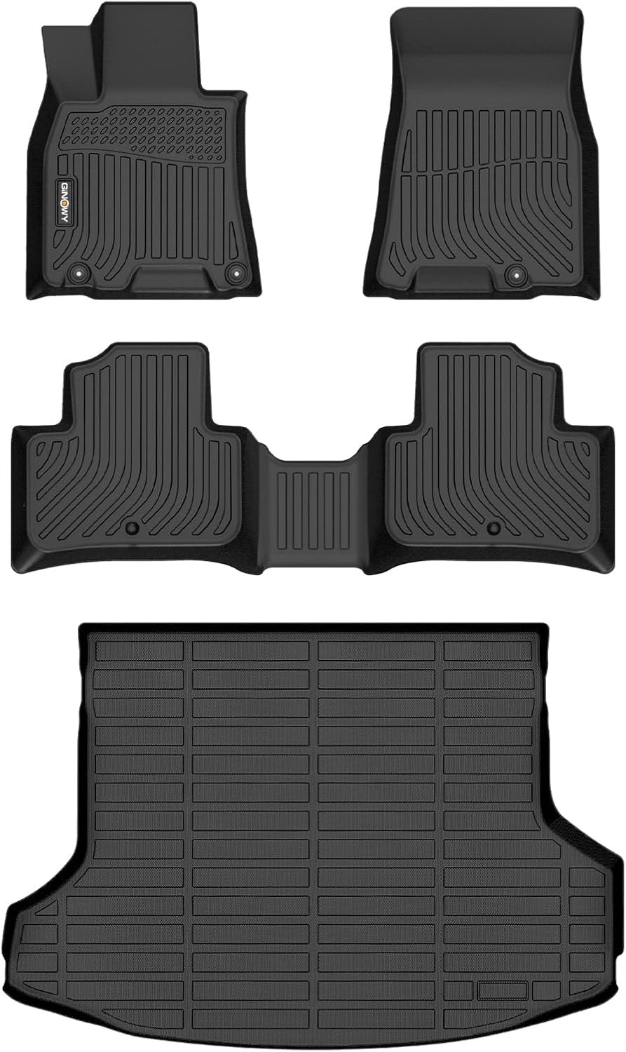 GINOWY-Floor Mats & Cargo Liner for Genesis GV70 2022-2025(Not fit Electrified GV70), All Weather Car Floor Mats Cargo Liner TPE Rubber Trunk Mat Trunk Liner, GV70 Accessories Mats 9) Floor Mats for Genesis GV70 (2022-2025)