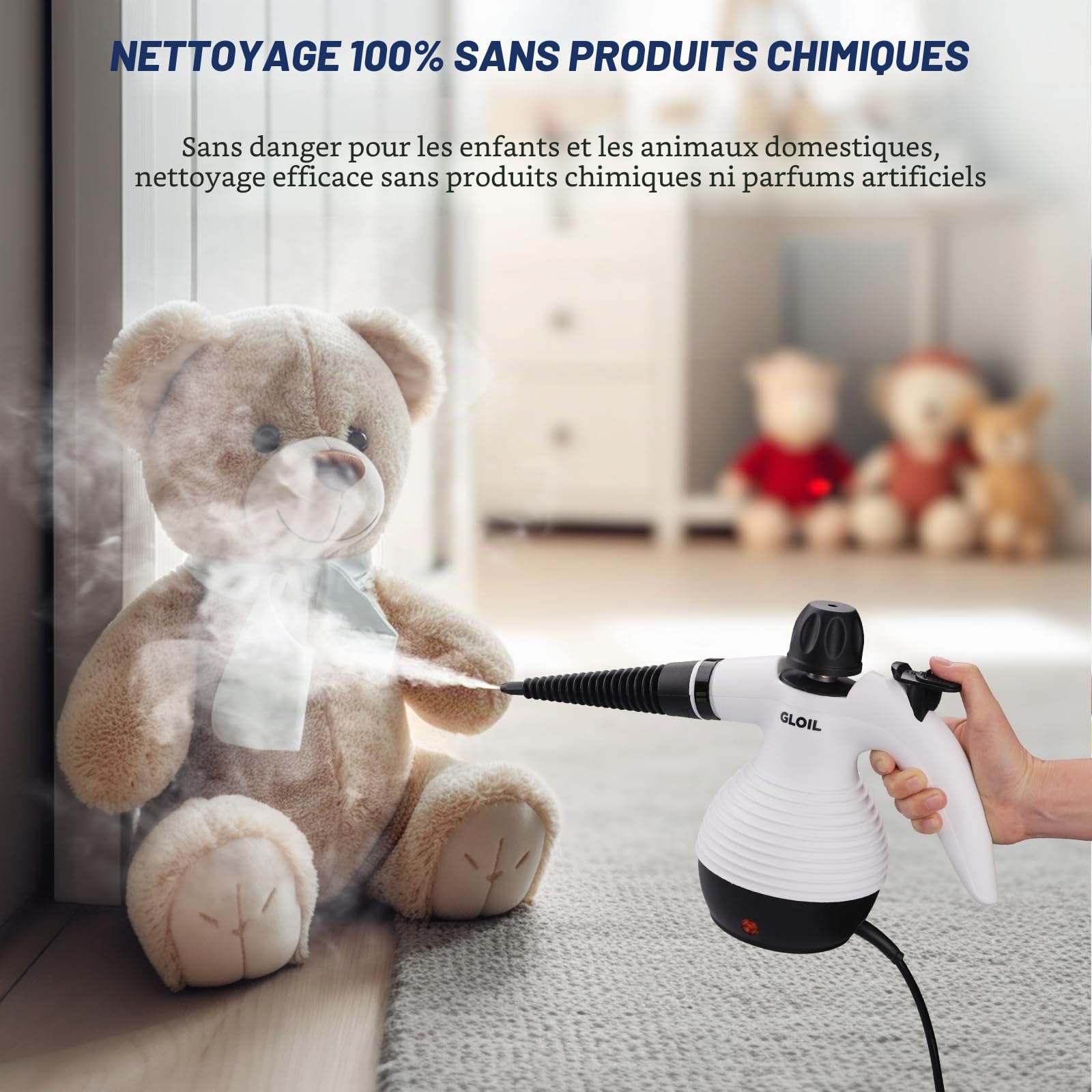 Nettoyeur vapeur portable pour tout, avec 10 accessoires, nettoyeur vapeur domestique pour tapis, rideaux, canapés, cuisine, salle de bain