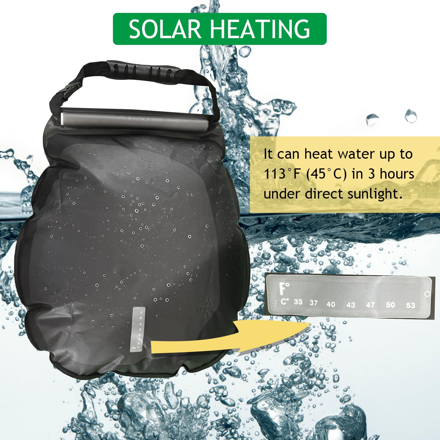Doccia Solare da Campeggio 5 Gal/20l Doccia Campeggio Portatile Doccia Camper con Tubo Removibile e Switch Testa Doccia Switchable per Campeggio Viaggi Spiaggia