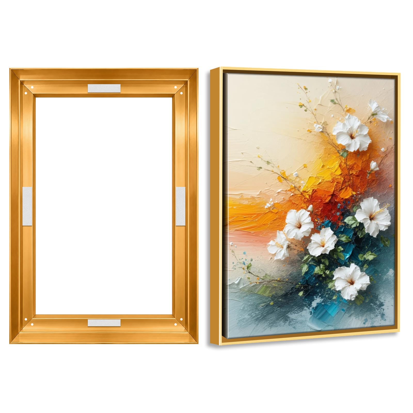 Floating Frame for 60x60cm(24x24in) Canvas Paintings with 0.98in Deep,Gold