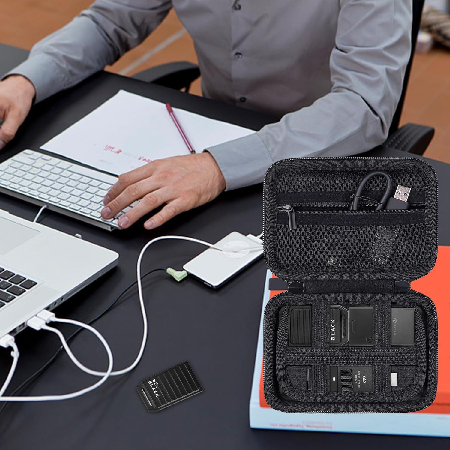 co2CREA cassa custodia borsa per Seagate Storage Expansion Card/Crucial X9 X10 Pro/WD Elements SE Unità a stato solido portatile,portatile a stato solido da 2,5 pollici(solo scatola)