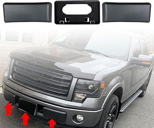 Miniatura 1 de GXYWADY Protectores de parachoques delantero (izquierdo + derecho) y soporte de marco de matrícula de repuesto para F-150 2009-2014 9L3Z17E810B