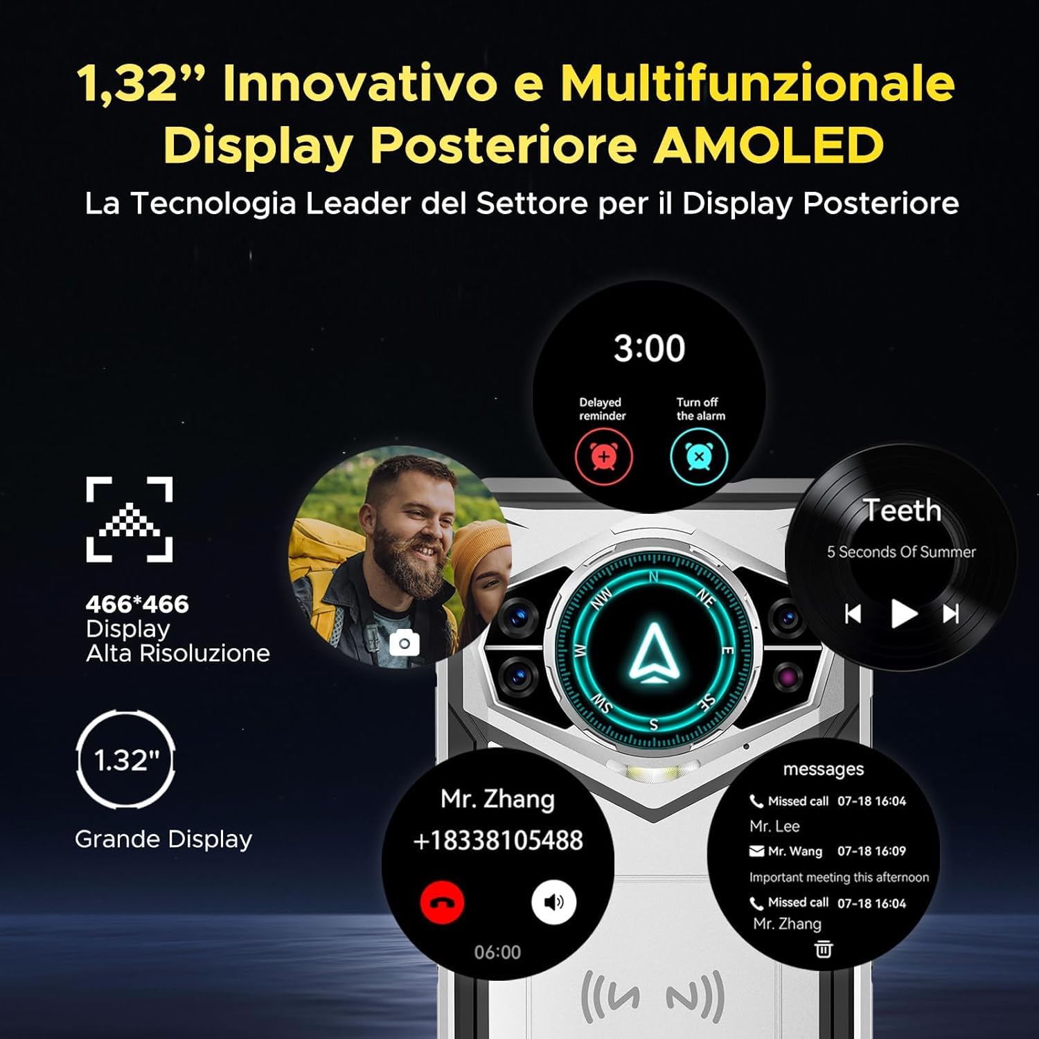 DOOGEE S200 5G Rugged Smartphone 32 GB+256 GB,10100 mAh,1.32" Rear Display, Dimensity 7050 Octa Core,100 MP+20 MP+2 MP,6.72”FHD 120 Hz, Android 14,Fingerprint ID/Face Unlock/NFC/WiFi6/GPS Argento