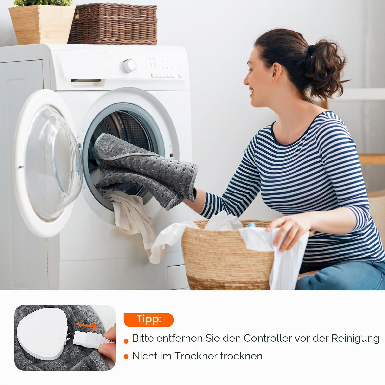 Heizkissen mit Abschaltautomatik, Wärmekissen mit Taillenriemen und 10 Heizstufen, Heizdecke mit Handtasche für Rücken, Nacken, Schulter, Bauch, Maschinenwaschbar
