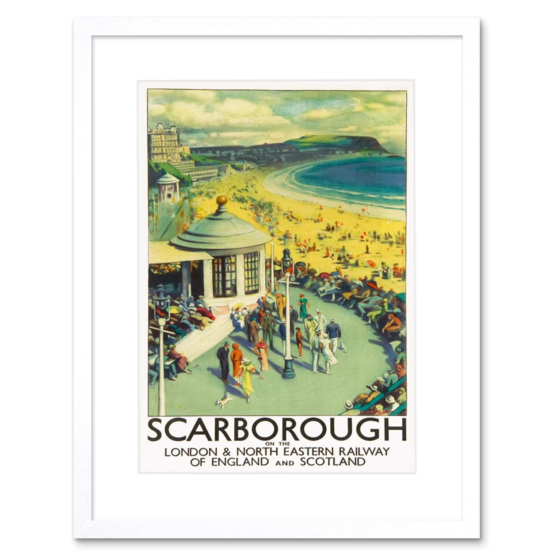 Wee Blue Coo Travel Tourism Scarborough Beach Resort Yorkshire UK Framed Wall Art Print