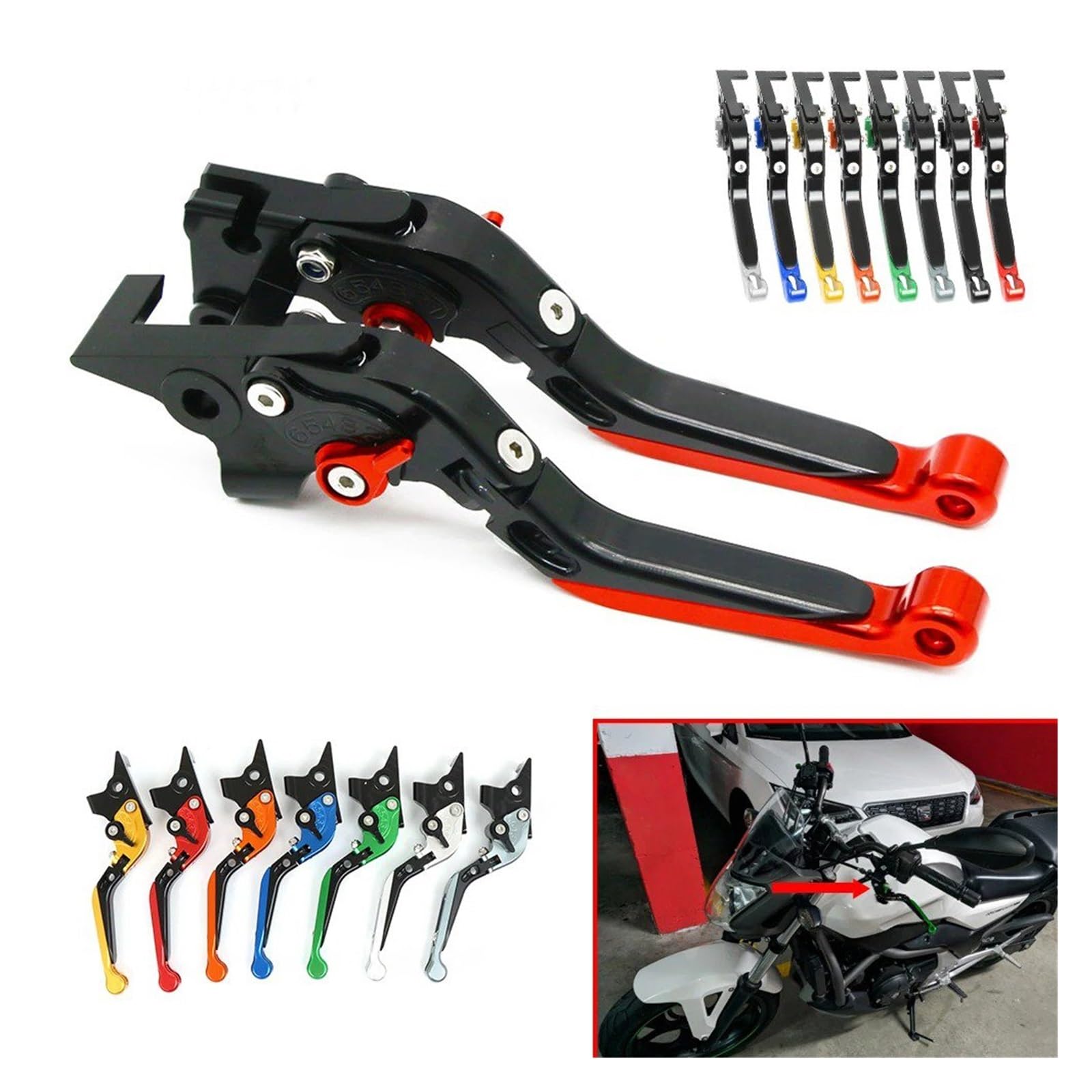 Poignée de Frein Pour GSF 600 BANDIT GSF600 Bandit 1995-2006 Leviers Frein Et D'embrayage Pliables Réglables Extensibles Usinés CNC(BKBKBKBK)