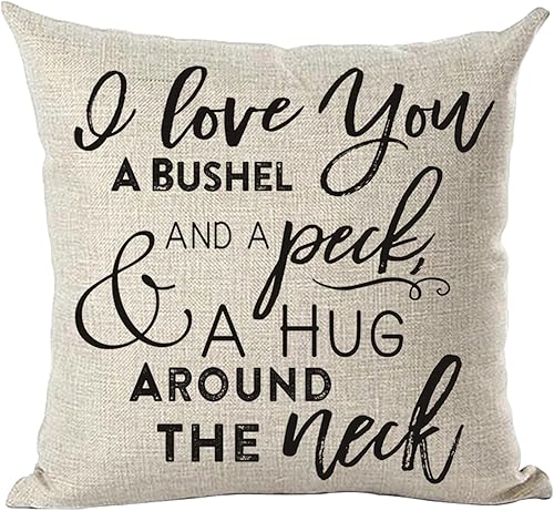 Ramirar Funda de almohada decorativa con texto en inglés «I Love You A Bushel & A Peck and A Hug Around The Neck Lover», funda de almohada disponible en Yaxa Costa Rica