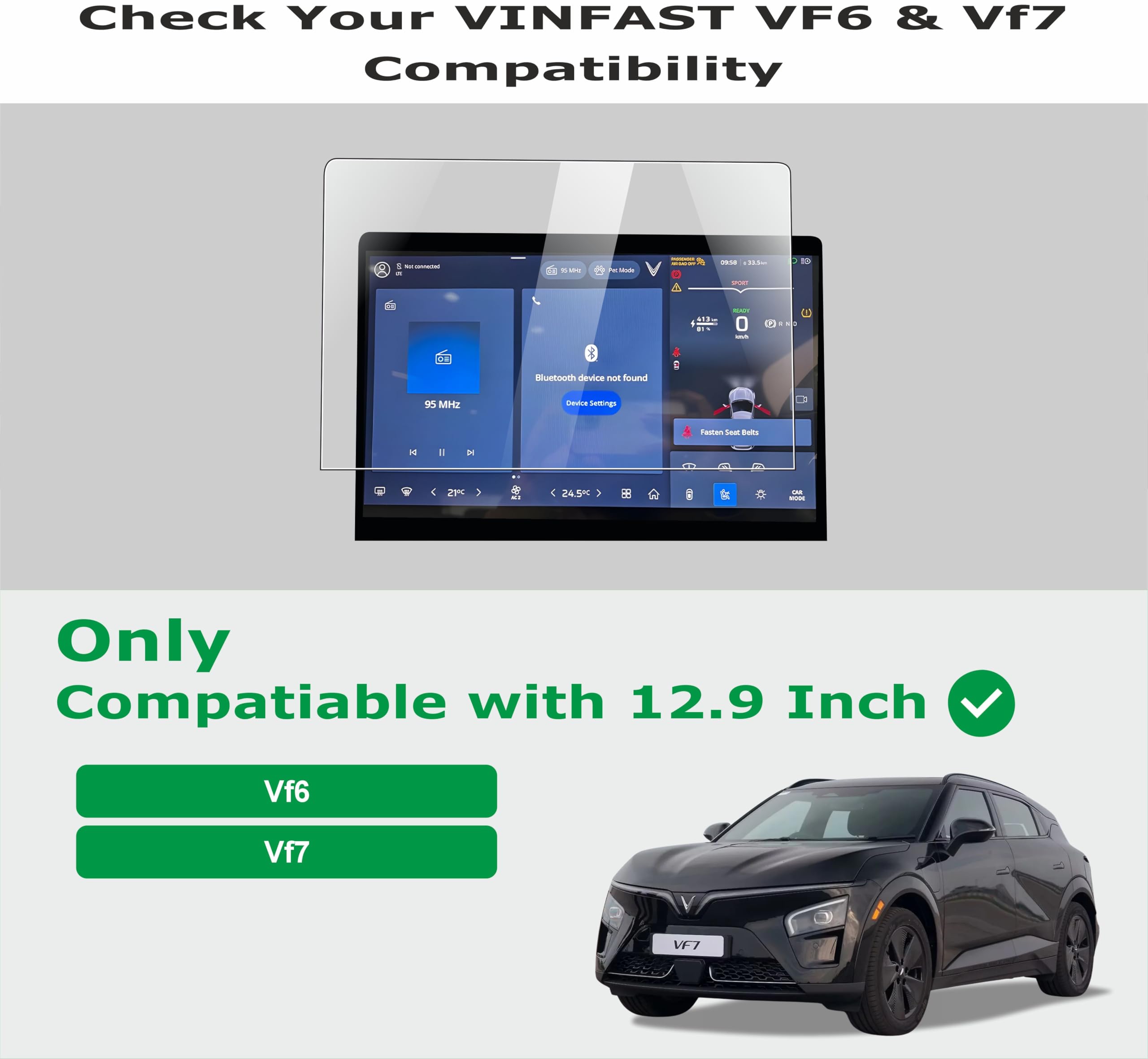 OHAYO Matte Screen Protector for VINFAST VF6 & VINFAST VF7 2025-2026 12.9 Inch Infotainment Display, Custom Precision Fit, 9H Hardness Military Strength, Scratch Resistant, Anti Fingerprint, HD Clear, High Touch Sensitivity, Bubble Free Installation, Not Tempered Glass — Amazon image 2