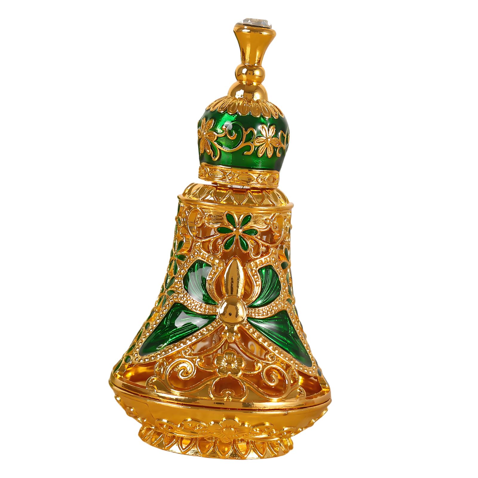 Qusinfc Alloys Perfumes Dispenser Bottle in Arabic for Easy Travel and Scent Preservation Decorative Alloys Container with Arabic Inscription and Leak-Proof Cap Ideal for Travel Use