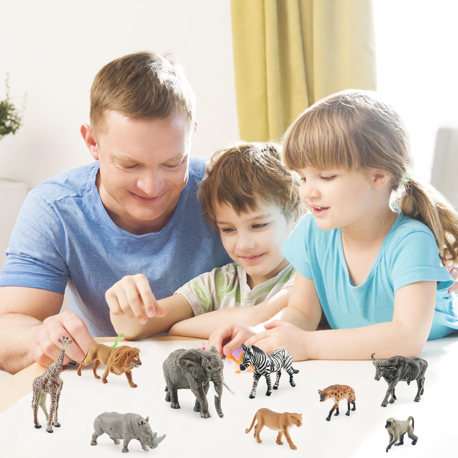 VOSSOT Zestaw 9 figurek zwierząt – safari, mini zwierzęta leśne i gospodarstwa rolne, winylowe figurki zwierząt z tworzywa sztucznego dla dzieci